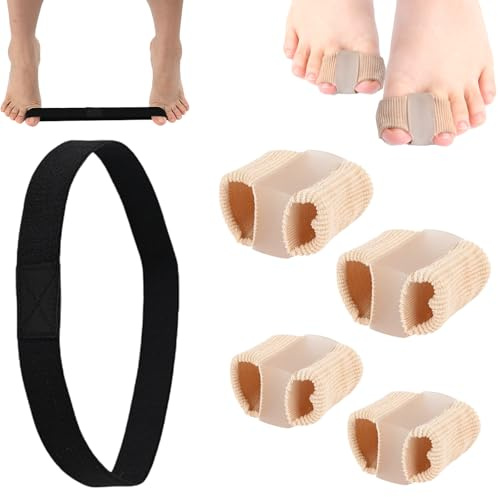 ZEBKEL 4 Pcs Alluce Valgo Correttore + 1 Pcs Elastici per Allenarsi e Ridurre il Disagio dell'Alluce Valgo Separatore Dita Piede Divaricatore Alluce Valgo per Rilassare Divaricare e Allungare le Dita