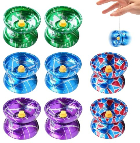 JYQOQH Metal Yoyo, 8 Pcs Professional YoYo, Responsive Yoyo, Trick Yo Yo, Auto Return Bearing, Great for Beginners & Experts, Beginner Friendly Responsive Toy, for Yoyo Party Favors (Colorful)