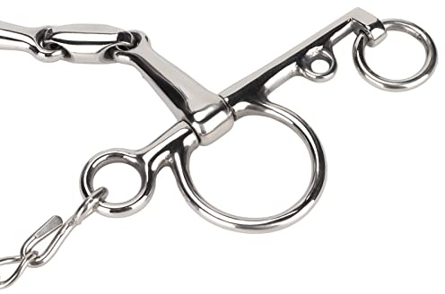 BAOFUYA per Cavallo Pelham in Acciaio Inossidabile, Bocca Snodata, Punta in Rame Resistente, 5 X 0,7 Pollici, Ideale per l'addestramento Equestre e Il Controllo del Cavallo