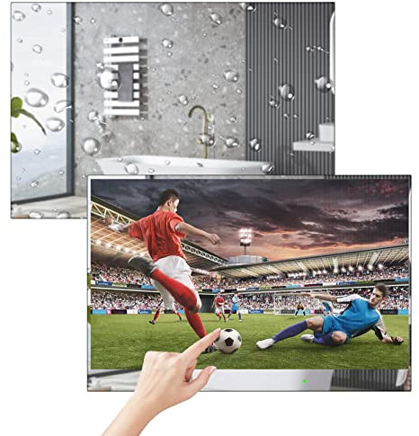 Soulaca 22 inch Smart LED Mirror TV for Bathroom,Full Screen Touch Panel,1080P Waterpoof with Wi-Fi and Bluetooth, Integrated with Speakers,M22E-TBLS90007 2025 Model