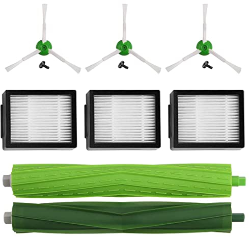 MIRTUX Pack d’accessoires compatible avec Roomba E5 E6 i1 i3 i3+ i7 e5154 e5158 j7 - Kit complet de pièces de rechange - Comprend brosses latérales, filtres et rouleaux extracteurs de remplacement