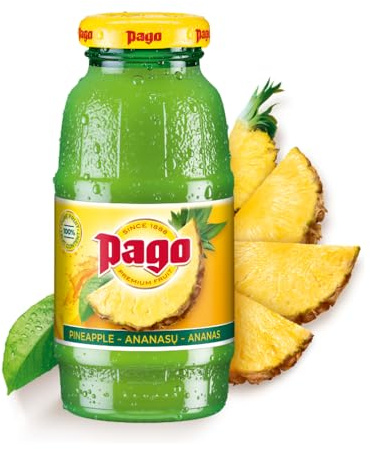 Pago – Pineapple - 100% Natural Fruit Juice Drink, Vegan Friendly and Gluten Free, 200ml (Pack of 12 Bottles)