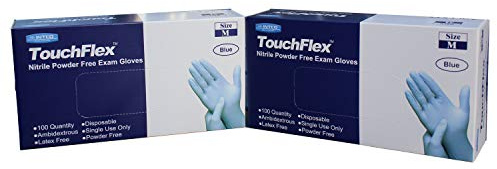 Touchflex Blue Nitrile Powder Free Disposable Gloves - Latex Free - Extra Large - Case x 200