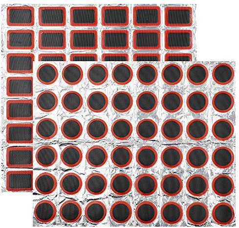 GOTRUST Bicycle Puncture Repair Kit, 48Pcs Square Patch+48pcs Round Patch Bike Tyre Repair Kits Inner Tube Puncture Repair Kit