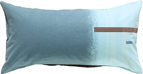 Erwin Müller Kissenbezug, Kissenhülle Flanell blau-braun Größe 40x80 cm - flauschig warm, temparaturausgleichend, pflegeleicht, mit praktischem Reißverschluss (weitere Größen)