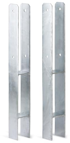Alberts 213145 H-Pfostenträger | feuerverzinkt | lichte Breite 71 mm | Gesamthöhe 600 mm | Materialstärke 5 mm | 2er Set