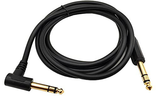 Qaoquda 1/4 Inch Guitar Instrument Cable, 6FT 90 Degree Angle 6.35mm TRS Jack Male to 1/4 Inch TRS Male Stereo Speaker Audio Cable for Electric Guitar, bass Guitar, Electric and More (6ft/1.8M)