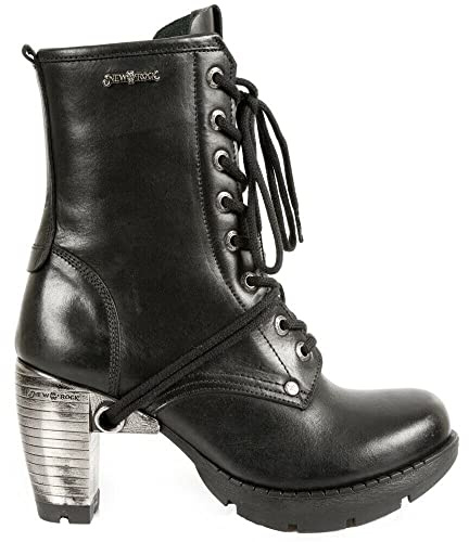 New Rock Trail M-TR001-S1 GOTH ROCK Ankle BOOTS Black Leather Fashion Punk Shoes