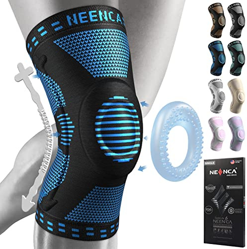 NEENCA Tutore Ginocchio,Tutore Fascia per Compressione Ginocchio Cuscinetti per Rotula e Supporto Laterale,Supporto per Ginocchia ad uso Medico per Corsa,Lesioni al Menisco,Artrite,Infortunio Sportivo