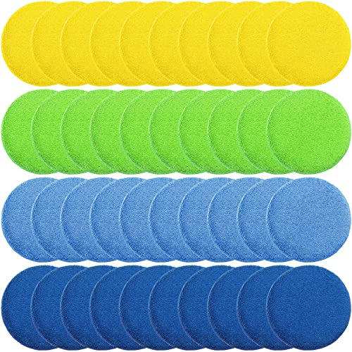 Tallew 50 Pcs Car Wax Microfiber Applicator Pads 5 Diameter Polishing Foam Pads Tire Soft Foam Sponge for Cars Detail Buffing Cleaning Polishing(4 Colors)