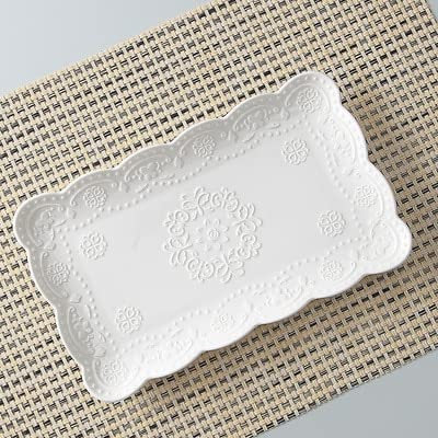VIRUL Assiette en Porcelaine Blanche de 10 Pouces Assiettes japonaises en céramique Sushi Vaisselle gâteau Assiette à Pain aux Fruits