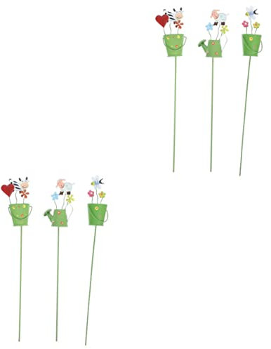 YARNOW 6stücke Gartenstecker Für Blumenarrangements Dekorative Einsätze Für Töpfe Bonsai Und Pflanzen Für Innen Und Außendekoration Cartoon-Design Für Festliche Anlässe