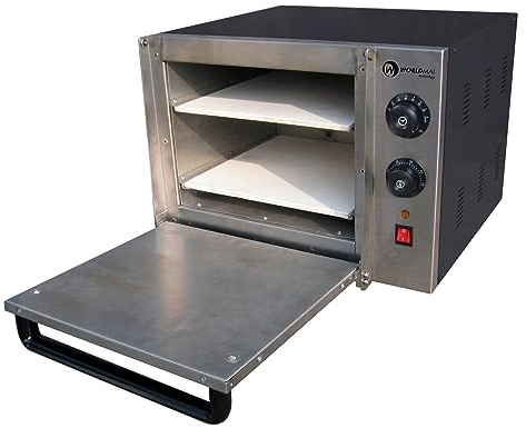 MBH – Horno para pizza profesional pequeño WORLDMAI para hostelería. Horno industrial 2 pizzas x 33 cm económico para bar, pizzería y restaurante.