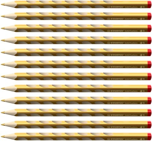 STABILO - Ergonomischer Buntstift für Rechtshänder - EASYcolors - 12er Pack - gold