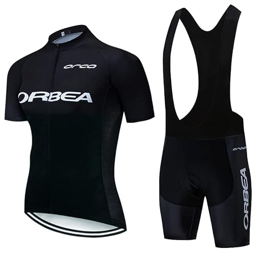 NUOJIA Conjunto de maillot de ciclismo para hombre, manga corta, pantalón corto acolchado de gel 19D, ropa de ciclismo para bicicleta de montaña