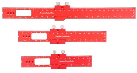 Regla de Bolsillo Precisión Carpintería 3 Piezas, Herramientas Regla Medición Marcado Tipo T Aluminio 6/8/12 Pulgadas Tope Deslizante, Regla Trazado Métrica Pulgadas Regla Cuadrada