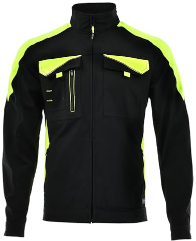 Sara Workwear arbetsjacka NEOFLEX 260 g/m² 58 % bomull med reflekterande ränder, Svart / gul, 54