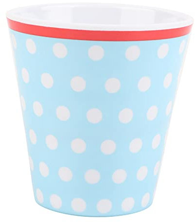 Taza de agua de porcelana de imitación de 260 ml, taza de café y leche, taza de melamina brillante resistente a las caídas para uso en restaurantes y escuelas (puntos azules claros)