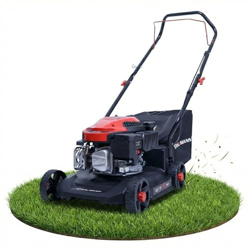 STAHLMANN Rasenmäher Benzin BR390 – 4,0PS (2,9kW) 127ccm, 39cm Schnittbreite, Mulchen, Schnitthöhenverstellung, kompaktes Design, 35L großer Fangkorb