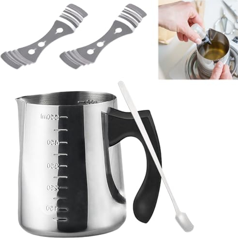 Carreuty 550 ml Cera da fusione per candele, in acciaio inox, con graduazione e manico resistente al calore, per candele, burro, formaggio, cioccolato, caramello, sapone