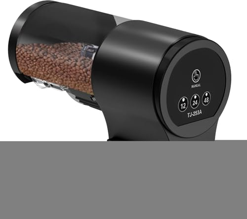Huvqianu Distributore automatico per pesci, dispenser manuale per acquario, 100 ml, attrezzatura domestica con timer 12 ore, 24 ore e 48 ore, per erogazione di cibo in fiocchi galleggianti