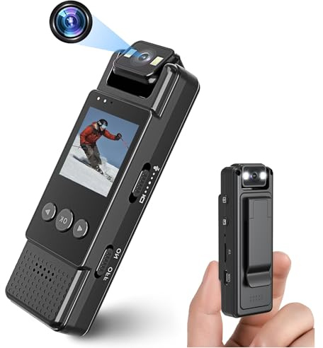 HYVO Body Cam 1080P con Audio, Mini Telecamera Portatile con Foto, Rilevamento del Movimento e Visione Notturna, Videocamera di Sicurezza per Uso Personale, Corsa e Lavoro
