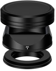 Paraluce metallico a baionetta JJC con anello adattatore compatibile con Fujifilm X+5 XF 23 mm F2.8 R WR, XF 27 mm F2.8 R WR, obiettivo XF27 mm F/2.8, adatto a filtri Ф39 mm, sostituisce Fuji LH-XF27