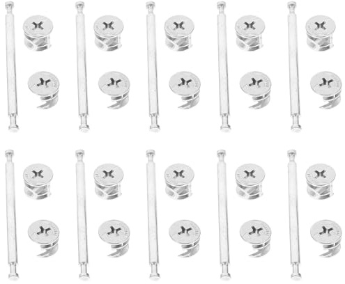 NUOBESTY Juego de 20 Conectores Metálicos para Muebles, Pasadores de Conexión de 48mm y 84mm, Kit de Herrajes para Gabinetes de Cocina y Baño, Accesorios para Reparación y Organización
