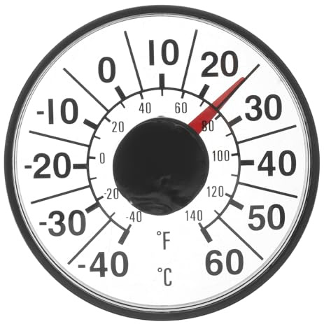 Toddmomy Fönstertermometer: Självhäftande termometer, -40~60 ℃/-40~140 ℉ Rund 4,3 temperaturmätare för inomhus-/utomhusbruk, tydlig urtavla, inget batteri krävs