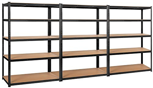 Yaheetech 3X Lagerregal Kellerregal Tiefe 60cm Metallregal Steckregal Werkstattregal 180x120x60 cm Schwerlastregal 875kg Regalsystem mit 5 Regalböden