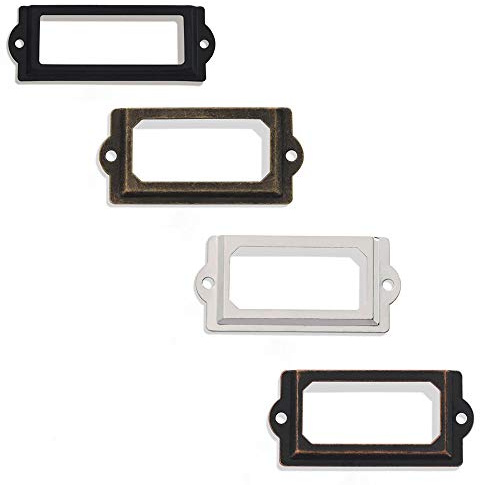 Lot de 8 supports en métal pour classeur, tiroir, étiquettes, étagère, porte-cartes, tiroir - Style ancien - Noir