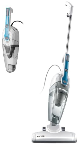 Eureka Corded Stick Vacuum Cleaner for Home Pet Hair, Lightweight Stick Vacuum Cleaner with Powerful Suction for Carpet Tile and Hard Floor, Aqua Blue, 3-in-1 Handheld Vac NES100