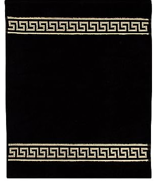Badematte Badezimmerteppich Badteppich Duschmatte Badvorleger Duschvorleger griechisches Mäander Muster in schwarz gold mit Noppen - 100% Baumwolle rutschfest waschbar Fussbodenheizung - 50x60 cm