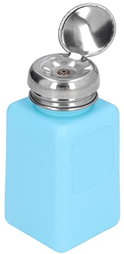 200ML Presstyp Lösningsmedelsdispenser ESD Säker Antistatisk Fyrkantig Flaska ESD Säker Dispenser Flaska Flytande Dispenser med Lock i Rostfritt Stål(Blå)
