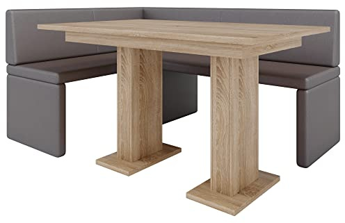 FURNISTAR Akiko Banc d'angle avec table – Groupe de bancs d'angle pour votre salle à manger, cuisine moderne, coin salon, coin repas. Parfait pour la cuisine, le bureau et la réception. Finition