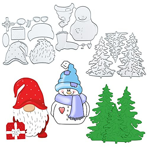 LYLIDIA 3 Sätze Stanzschablonen Weihnachten Stanzformen Metall Scrapbooking Prägeschablonen Schneemann Weihnachtsbaum Wichtel Schablonen DIY Karten Cutting Dies Zeichenschablone Album