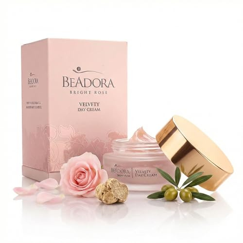 BODI BEAUTY BeAdora Bright Rose Samtige Tagescreme mit Rosenöl, weißer Trüffel, Hyaluronsäure, Sheabutter, Rosenwasser | Tagescreme gesicht | Gesichtscreme Für Trockene, normale und Mischhaut 50ml