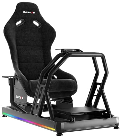 huzaro Speed 9.0 | Racing Simulator Cockpit mit LED-Beleuchtungsfunktion | Rennsimulator F-GT Formula | Frei verstellbar | Komfortabler Gaming Rennsitz | mit Allen Lenkrädern und Pedalen kompatibel