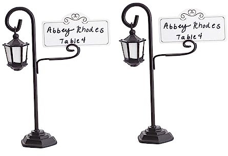 TOGEVAL 2St Fotoclip bürodeko büro dekoration zettelhalter kartenhalter Tischdekoration Mini-Straßenlaterne Standhalter Mitteilungscliphalter Namensträger Menühalter Hinweisclip Black