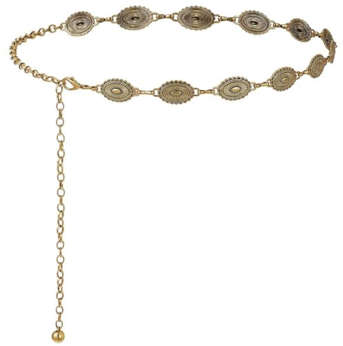 KOLZEMV Damen Kettengürtel Taille Metall Western Cowgirl Gürtel Gold Kettengürtel Damen Gold für Kleid