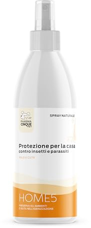 PharmaCinquePet - HOME5 Spray 150 ml – Spray Igienizzante per Ambienti, Lettiera, Cuccia e Trasportino per Cani e Gatti – Formula Naturale con Olio di Neem, Lavanda e Citronella