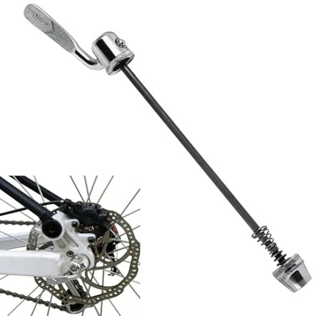 ABinCHAOBang Spiedino a sgancio rapido, compatibile con ruote anteriori/posteriori da strada e MTB, leva a sgancio rapido in acciaio per Turbo Trainer, bici da interno (argento+nero, 23 cm)