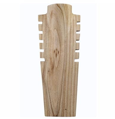 Coco Papaya Buste présentoir à colliers cranté en bois massif brut 40cm