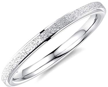 OAKKY 2MM Frotter Mariage Bande Bague Femme Acier Inoxydable