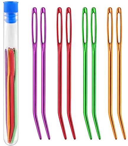 Stopfnadeln 8 Stk Stricknadeln Set Jumbo Bent Tapisser Nadeln,Groß Auge Stumpfe Nadel Stahl Nähnadeln in Aufbewahrungsröhrchen,Stahl Garn Sticknadel Nähnadel for Quilten Weben Tapisserie Handwerk