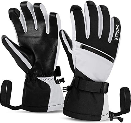 Unigear Skihandschuhe Herren Damen, Wasserdicht rutschfest Thermohandschuhe Winter Handschuhe für Skifahren Snowboard Eislaufen Wandern Radfahren