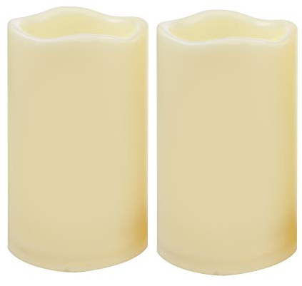 2 PZ 7,6 x 12,7 cm Impermeabile All'aperto Batteria Operata Flameless LED Pillar Candele con Timer Flickering Plastica Resina Luce Elettrica per Lanterna Patio Giardino Casa Partito Decorazione Nozze