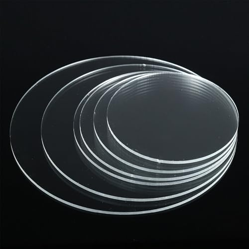 AtHaus® Plaque en verre acrylique transparente | Découpe ronde – Ø 550 mm | Épaisseur 5 mm | Disque sur mesure | Protection UV | Film double face | Résistant aux chocs