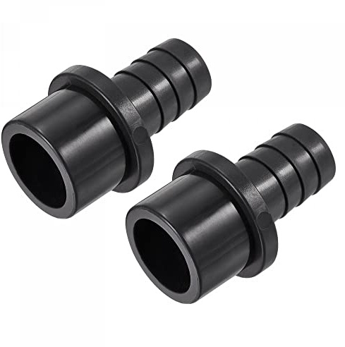 sourcing map PVC Tubo Accesorio 16mm con Púas x 25mm OD Espiga Recto Tubo Adaptador Manguera Conector Rápido, Negro Paquetes de 2