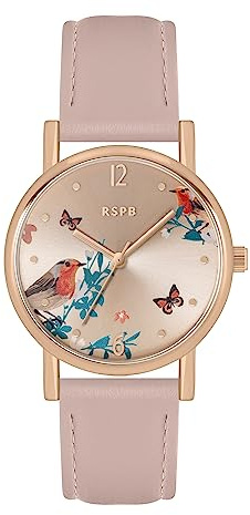 Tikkers RSPB Womens Bird Printed Dial Adult Watch (Nude Robin)